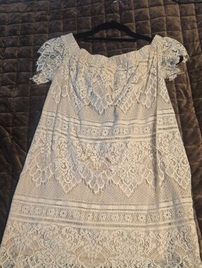 Lace Off-Shoulder Dress in Ivory